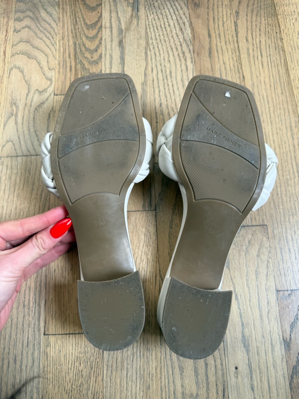 Marc Fisher Cream Braided Slide Mules - Picture 3 of 4